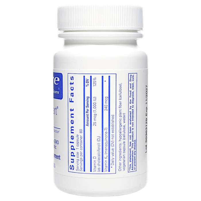 Pure Encapsulations PureHeart K2D 60 capsules supplement facts label