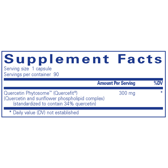 Pure Encapsulations Quercetin UltraSorb 90 capsules supplement facts label
