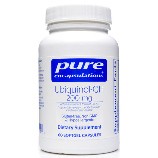Pure Encapsulations Ubiquinol-QH 200 mg, 60 softgels, front of bottle