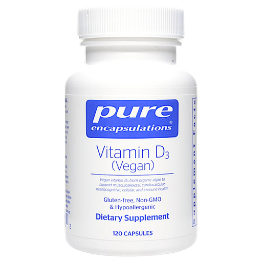 Pure Encapsulations Vegan Vitamin D 2000 IU, 120 capsules, front of bottle