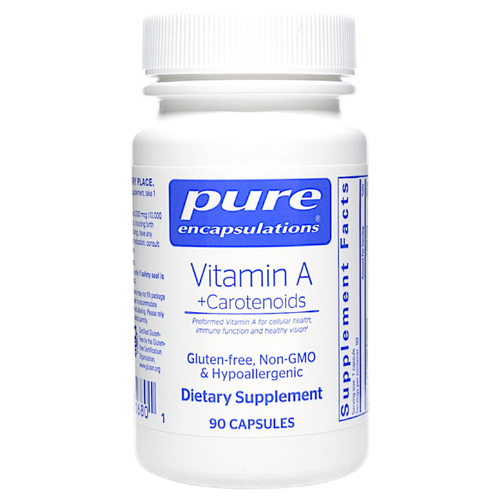 Pure Encapsulations Vitamin A + Carotenoids, 90 capsules, front of bottle