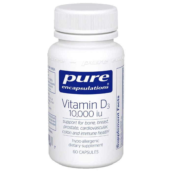 Pure Encapsulations Vitamin D3 10,000 IU, 60 capsules, front of bottle