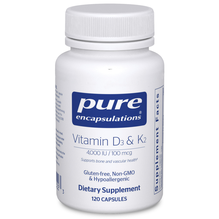 Pure Encapsulations Vitamin D3 & K2, 120 capsules, front of bottle