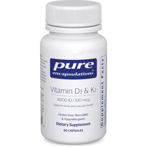 Pure Encapsulations Vitamin D3 & K2, 60 capsules, front of bottle