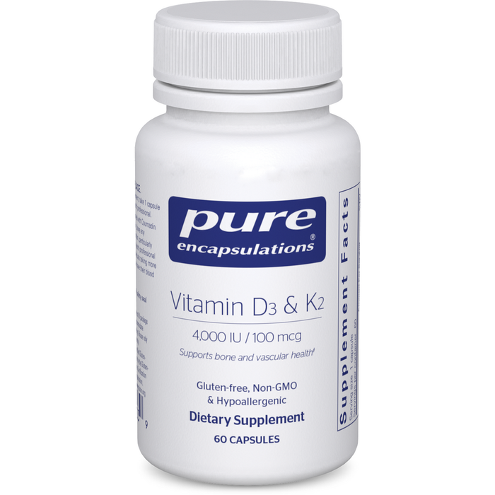 Pure Encapsulations Vitamin D3 & K2, 60 capsules, front of bottle