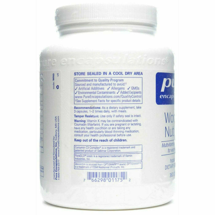 Pure Encapsulations Women's Nutrients 40+ 360 capsules suggested use label
