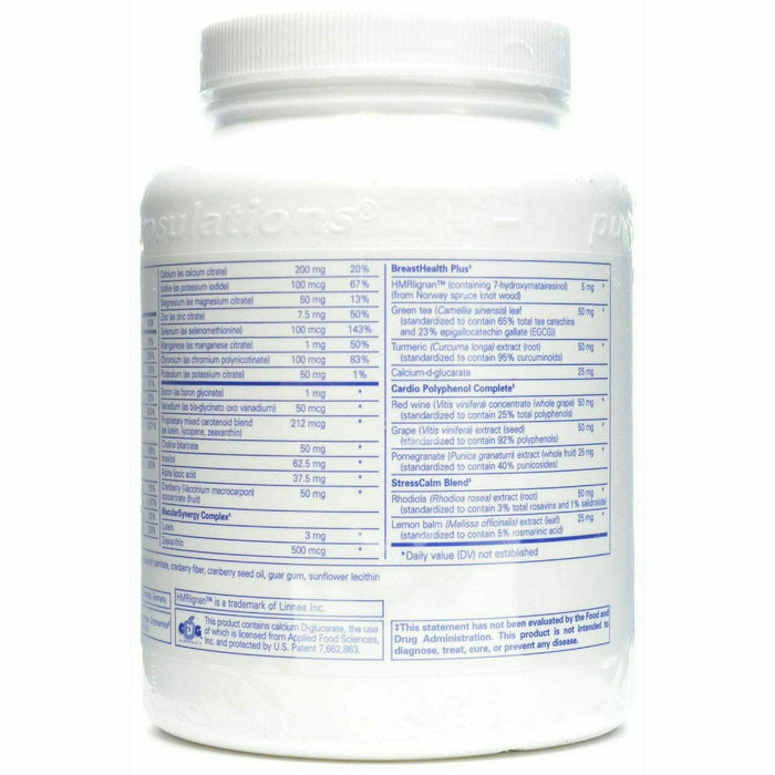 Pure Encapsulations Women's Nutrients 40+ 360 capsules supplement facts label 2