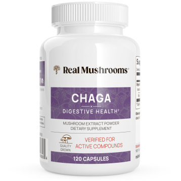 Real Mushrooms Chaga Mushroom Extract, 120 capsules, front of bottle