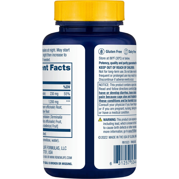 Renew Life Cleanse More 60 vegetable capsules supplement facts label