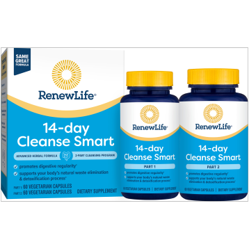 Renew Life CleanseSmart 14-Day Cleanse, 1 kit, front of box and bottles