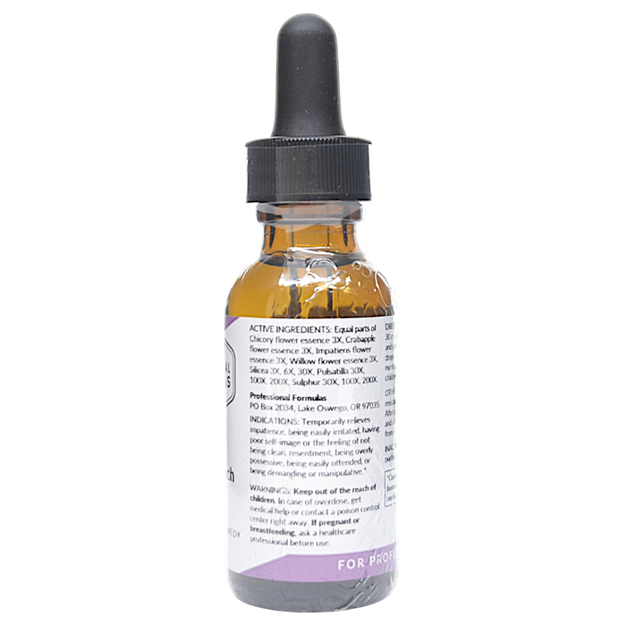 Bottle with active ingredients label on a white background