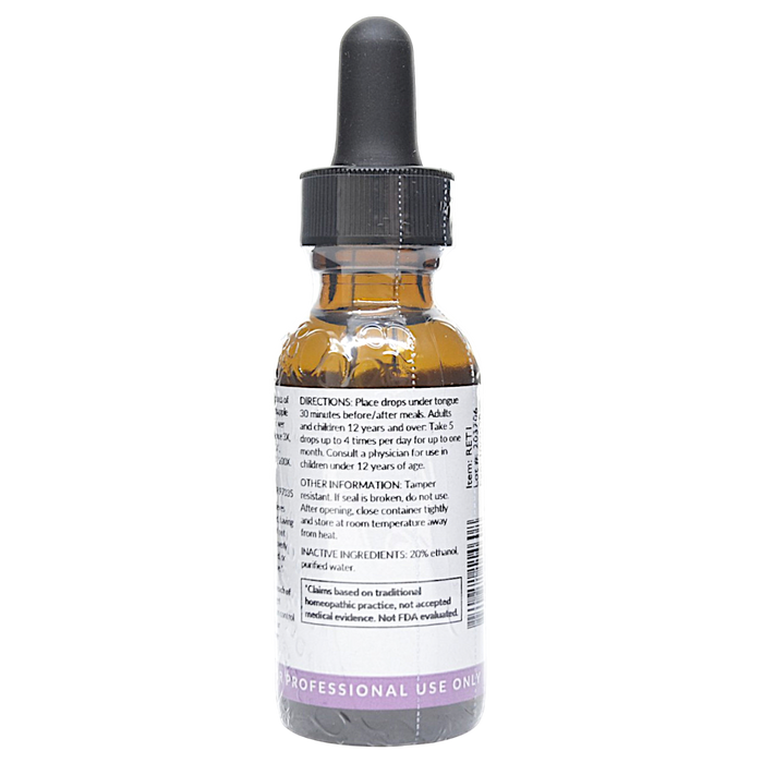 Bottle with inactive ingredients label on a white background
