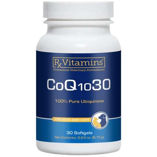 Rx Vitamins for Pets CoQ10 30 for Dogs & Cats, 30 softgels, front of bottle