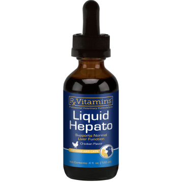 Rx Vitamins for Pets Liquid Hepato, Chicken, 120 ml, front of dropper bottle