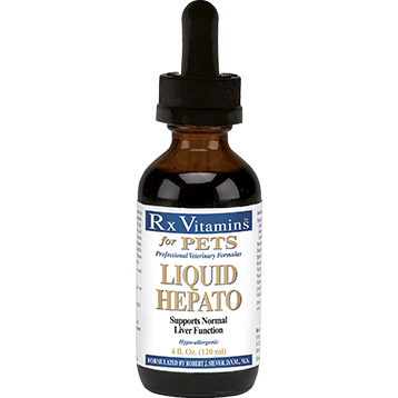 Rx Vitamins for Pets Liquid Hepato, Original, 4 fl oz, front of dropper bottle