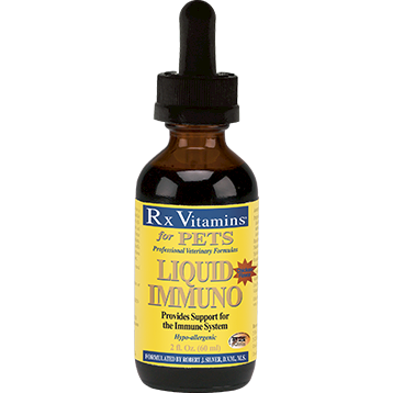 Rx Vitamins for Pets Liquid Immuno, Chicken, 2 fl oz, front of dropper bottle