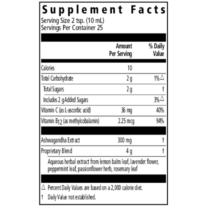 Salus Floradix Ashwagandha Liquid 8.5 fl oz supplement facts label