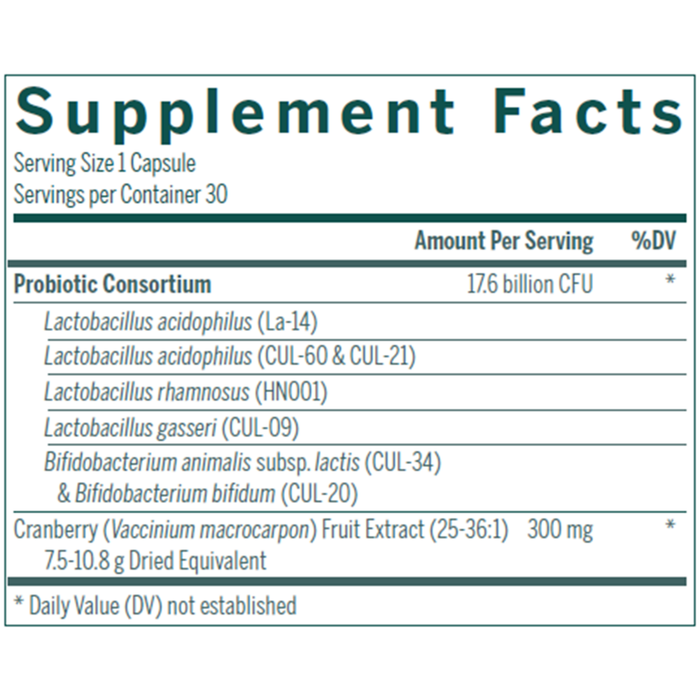 Seroyal Genestra HMF Women's Daily, 30 veg capsules, supplement facts label