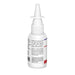 A white plastic nasal spray bottle with a white nozzle, shown from the back to display the text label. The bottle has blue and red accent lines on the label.