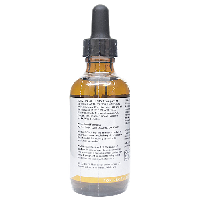 Bottle with active ingredients label on a white background