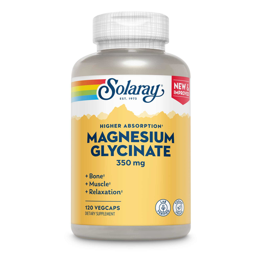 Solaray Magnesium Glycinate 350 mg, 120 veg capsules, front of bottle
