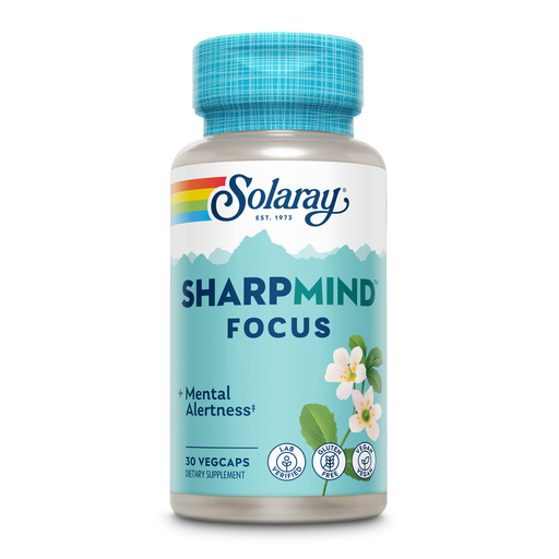 Solaray SharpMind Nootropics Focus, 30 veg capsules, front of bottle