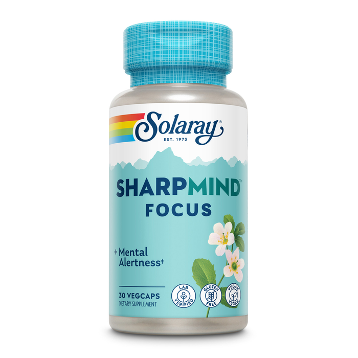 Solaray SharpMind Nootropics Focus, 30 veg capsules, front of bottle