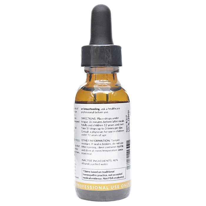 Bottle with inactive ingredients label on a white background