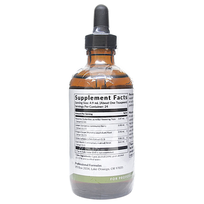 Bottle with active ingredients label on a white background