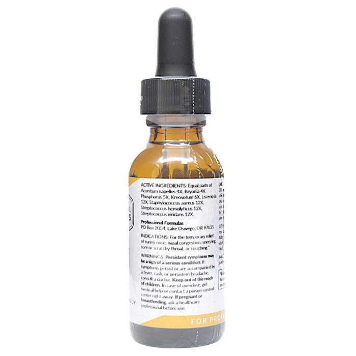 Bottle with active ingredients label on a white background