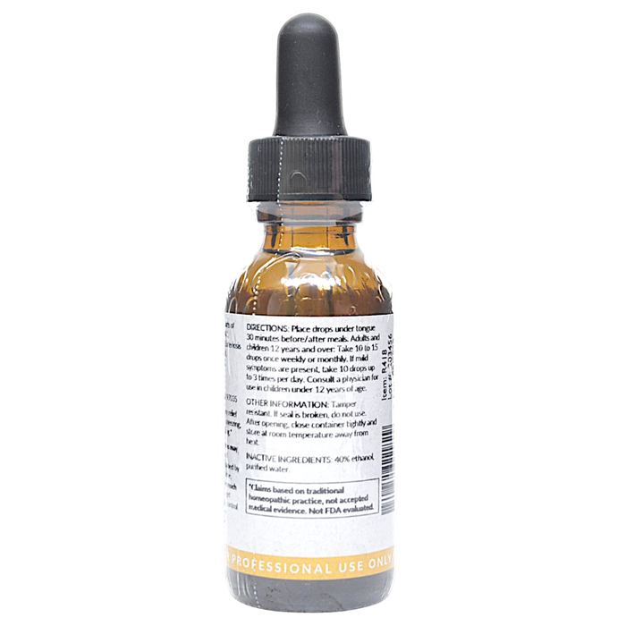 Bottle with inactive ingredients label on a white background