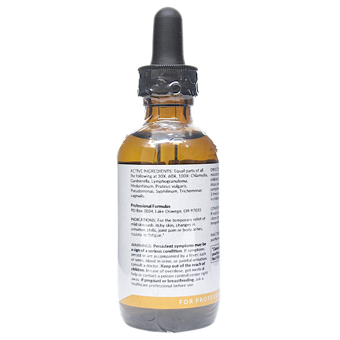 Bottle with active ingredients label on a white background