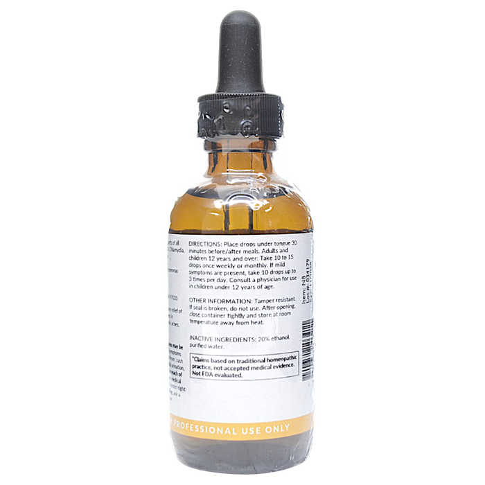 Bottle with inactive ingredients label on a white background