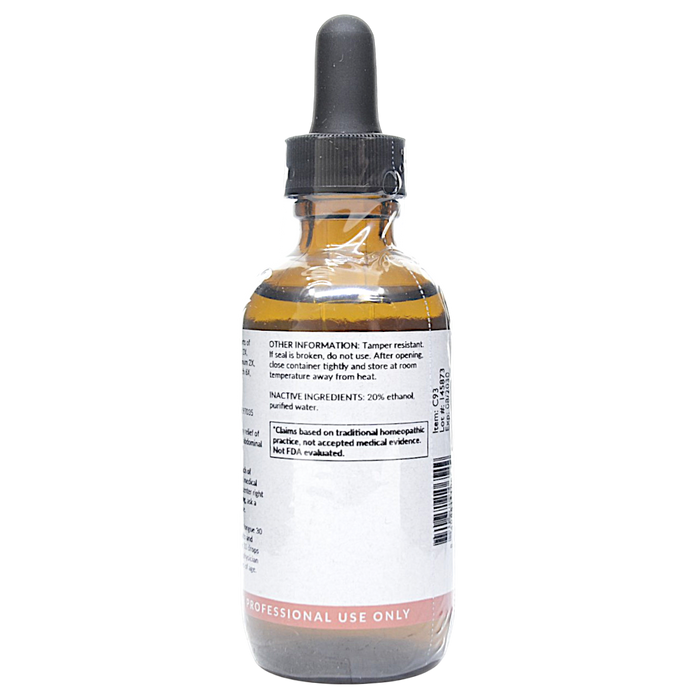 Bottle with inactive ingredients label on a white background