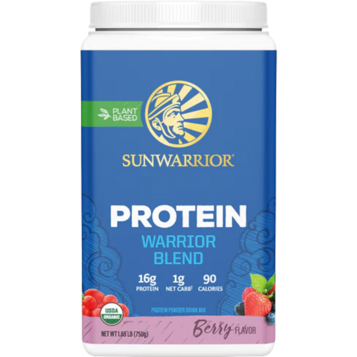 Sunwarrior Warrior Blend Plant-Based Protein, Berry, 30 servings, front of tub