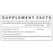 Supplement facts label for CoQ10 on a light gray background 