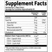 Supplement facts label for a product with nutritional information.