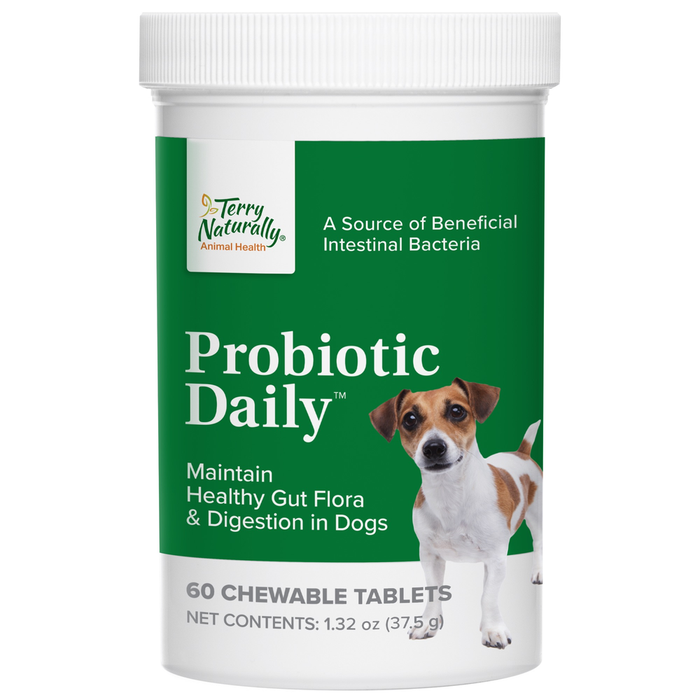 Terry Naturally Probiotic Daily for Dogs, 60 chewable tablets, front of tub