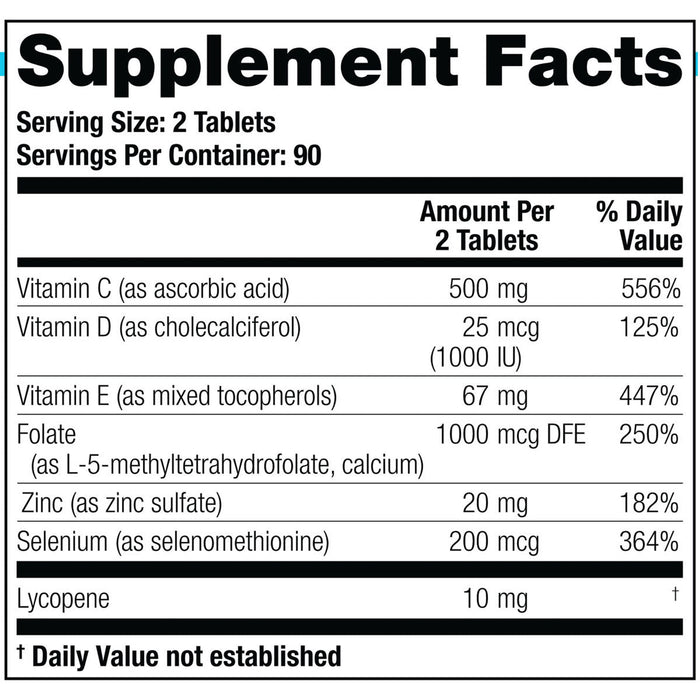 Theralogix ConceptionXR 180 tablets supplement facts label