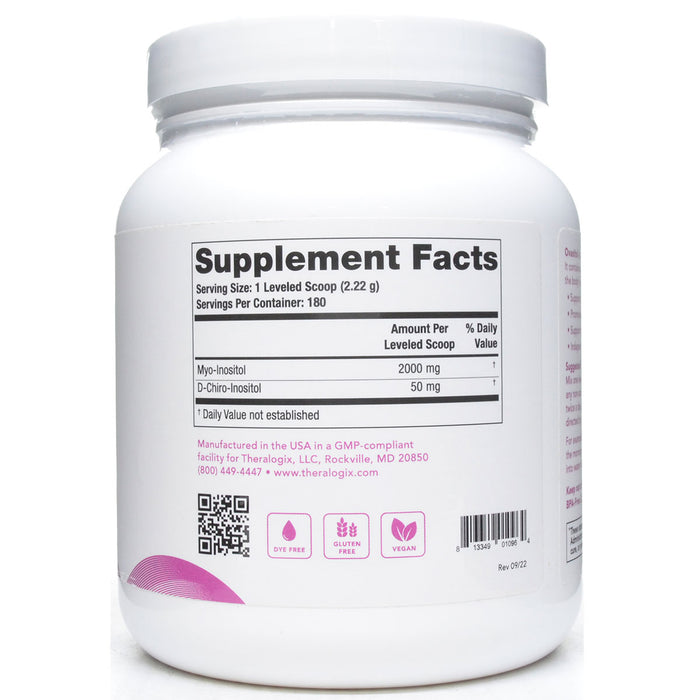 Theralogix Ovasitol Inositol Powder 400 g supplement facts label