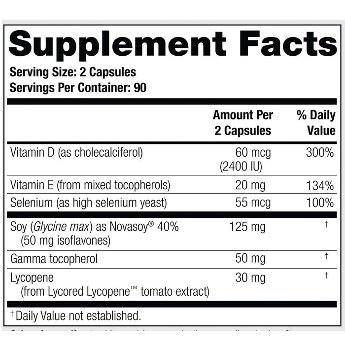 Theralogix Prostate 2.4 180 capsules supplement facts label