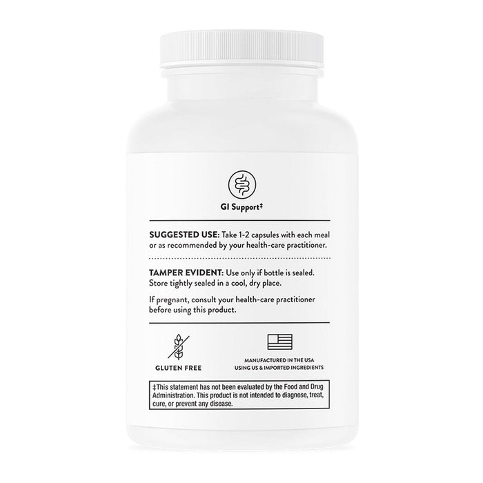 Thorne Advanced Digestive Enzymes 180 vegetarian capsules suggested use label