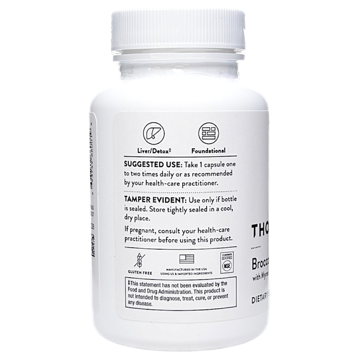 Thorne Broccoli Seed Extract 60 vegetarian capsules suggested use label
