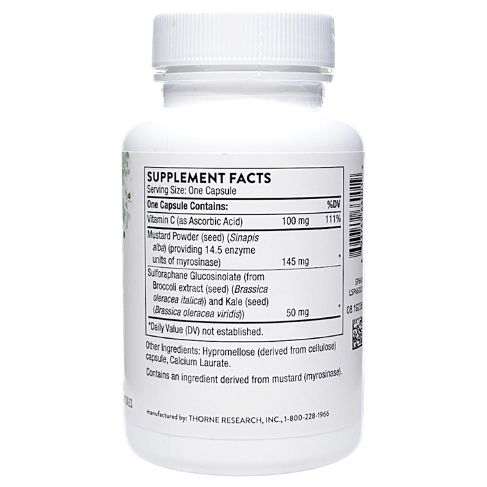 Thorne Broccoli Seed Extract 60 vegetarian capsules supplement facts label