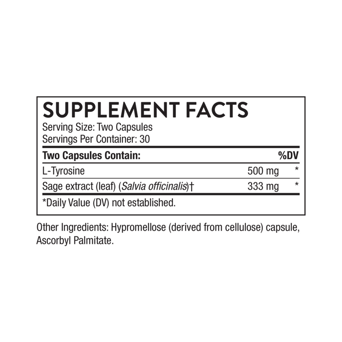 Thorne Clear Focus 60 capsules supplement facts label