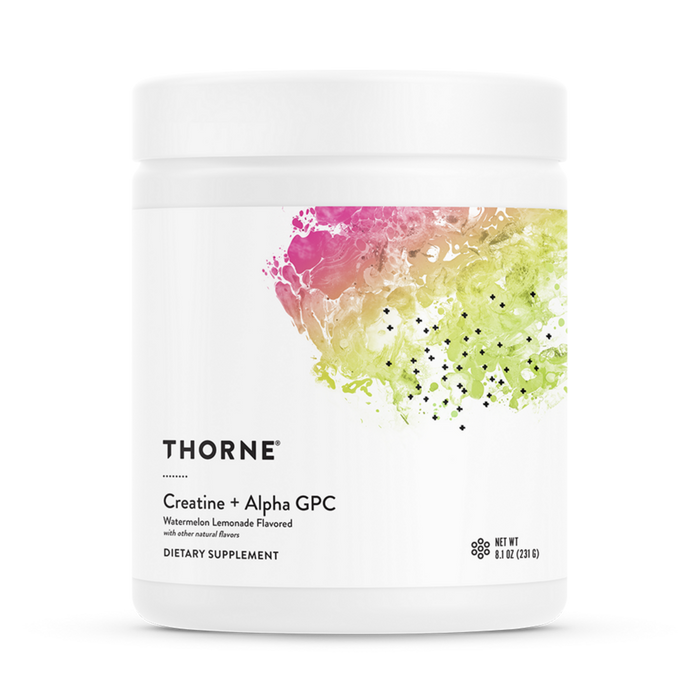 Thorne Creatine + Alpha GPC, 8.1 oz, front of canister