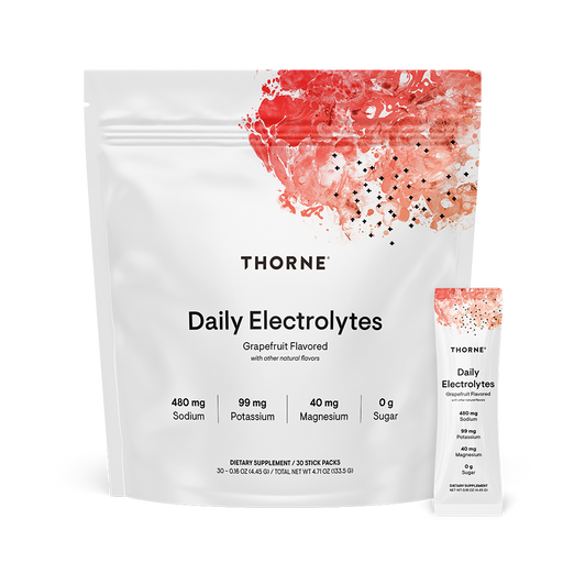 Thorne Daily Electrolytes Grapefruit, 30 stick packets, front of pouch