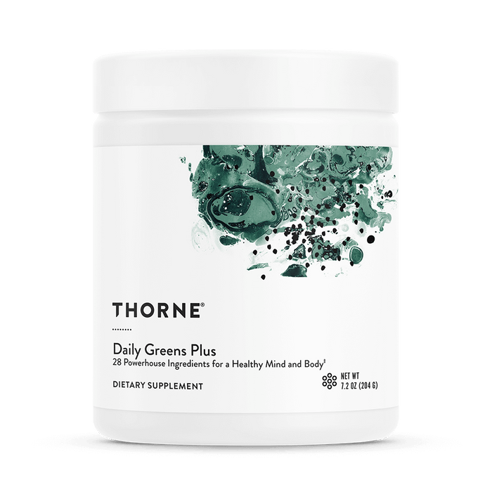 Thorne Daily Greens Plus, 7.2 oz, front of canister