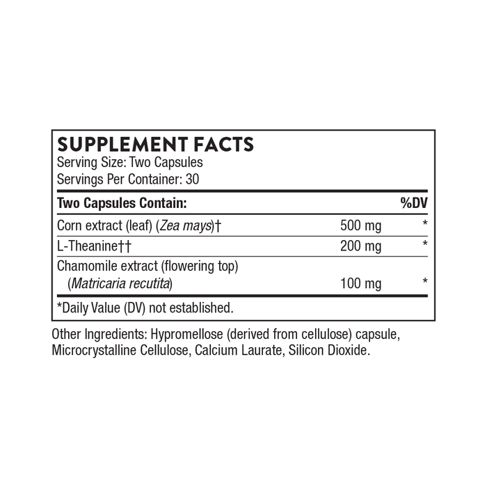 Thorne Deep Sleep Complex 60 capsules supplement facts label
