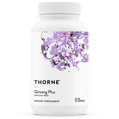 Thorne Ginseng Plus with Lion's Mane, 60 capsules, front of bottle